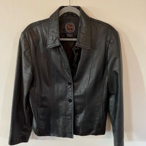 Harold’s beautiful leather black leather jacket